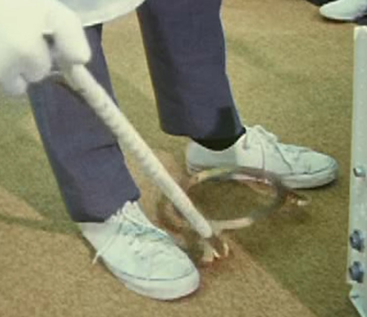 Using the UHT to
              position the stool